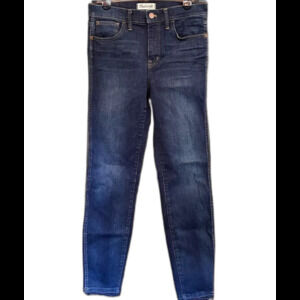 Madewell High Riser Skinny Denim Jeans Womens 28 Blue Raw Hem Stretch Classic